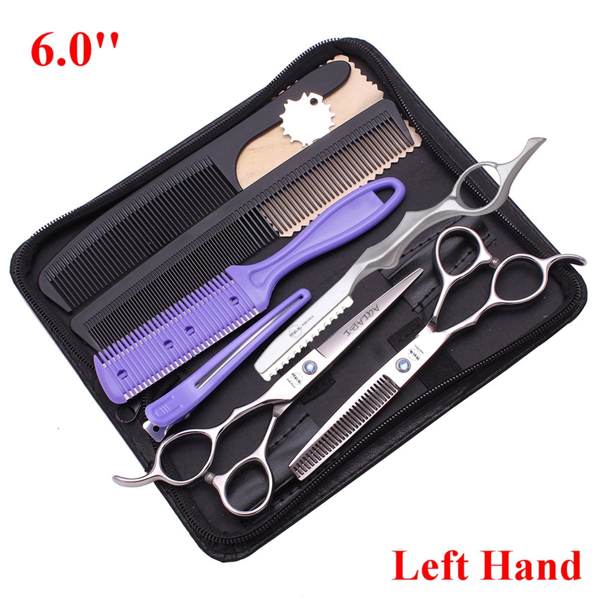 Ciseaux de coiffure professionnels pour cheveux, 6.0 pouces, main gauche, ciseaux de coupe, Salon de coiffure, maison, japon, acier, directe, A8001: Bourgogne