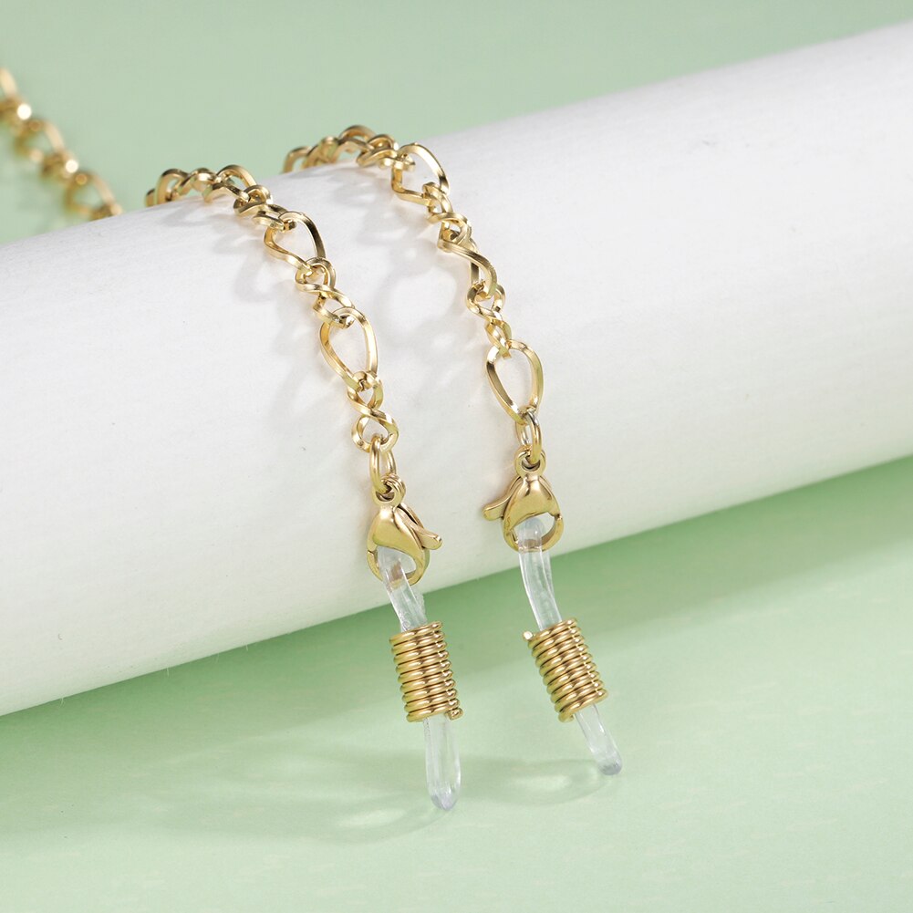 Skyrim dames heren leesbril ketting lanyard roestvrij staal zonnebril kettingen brilband brillenkoord: Gouden kleur