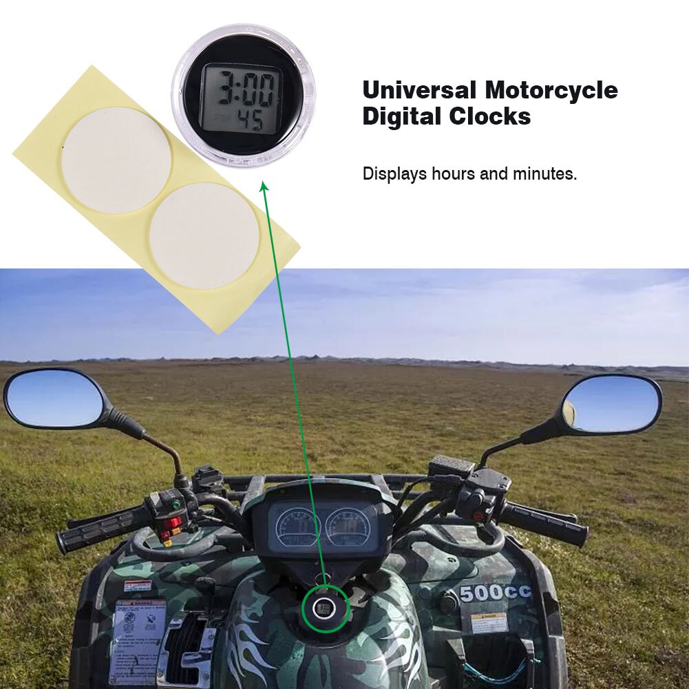 Motorfiets Horloge Waterdicht Mini Stick-On Digitale Klok Motorbike Universal Mount Horloge Met Stopwatch
