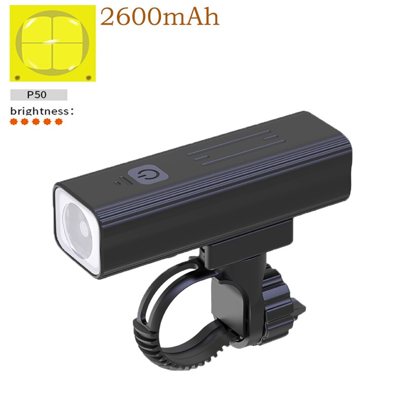 XHP90 Fahrrad Licht P50 LED USB Aufladbare T6/L2 Leistungsstarke Wasserdicht Vorne Scheinwerfer 3200mAh Neue MTB Radfahren Taschenlampe Energie: XHP50-2600mAh