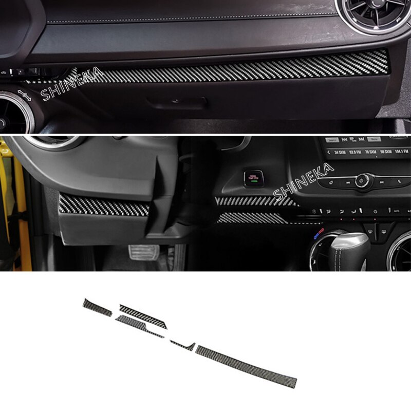 Shineka interiörlister för chevrolet camaro tillbehör kolfiber bil instrumentbräda ramskydd för camaro: Central kontroll trim