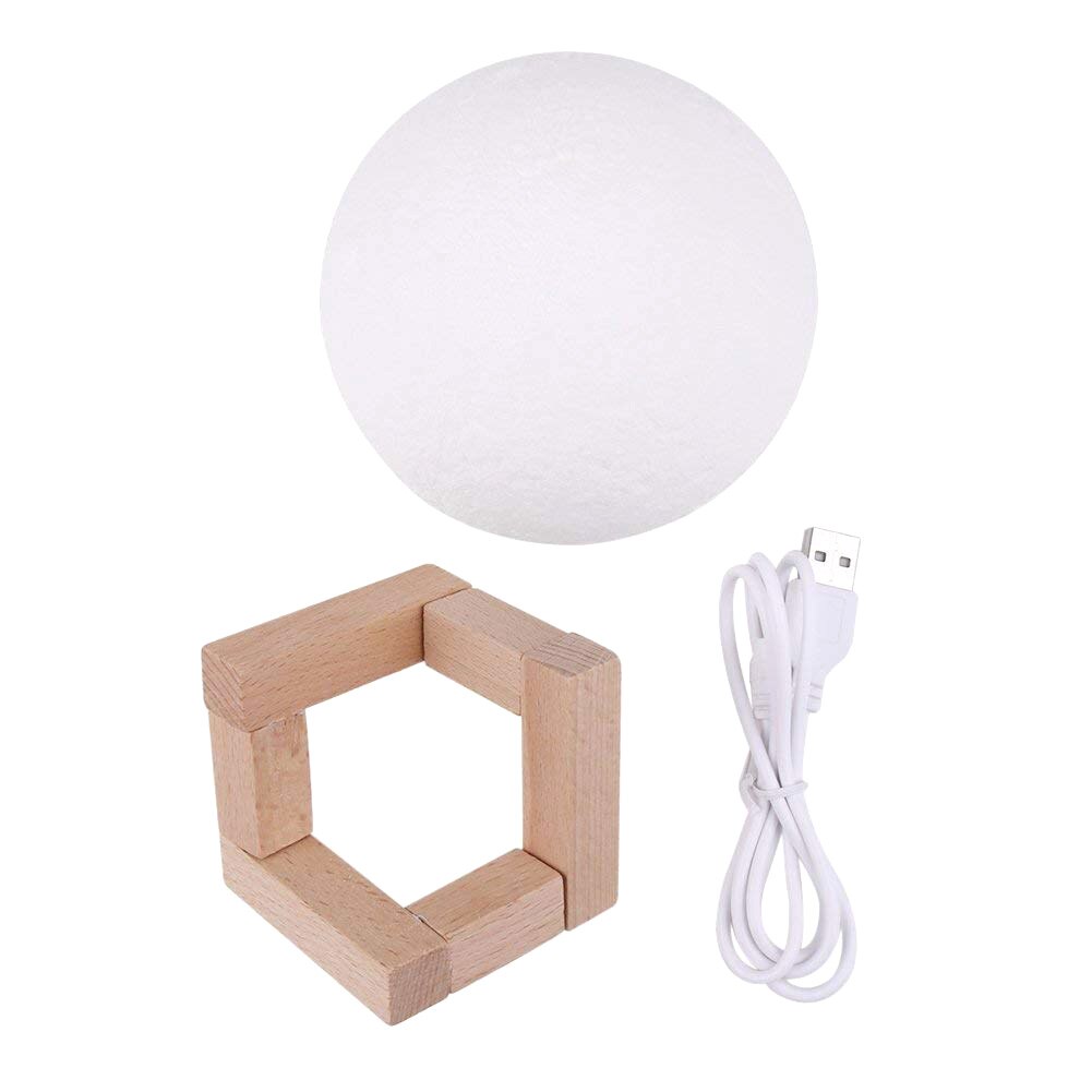 lámpara de luna de forma redonda impresión 3D lámpara de luz Led de Luna recargable por USB, para decoración del hogar y para enamorados, padres, amigo: Default Title
