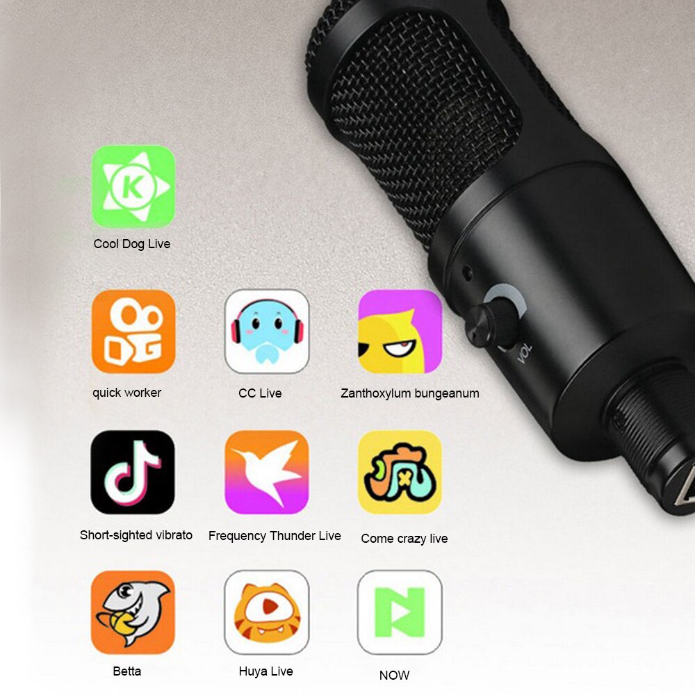 Kondensatormikrofon usb stationär mikrofon dator live hög känslighet minska brus kondensator spelröstmikrofon