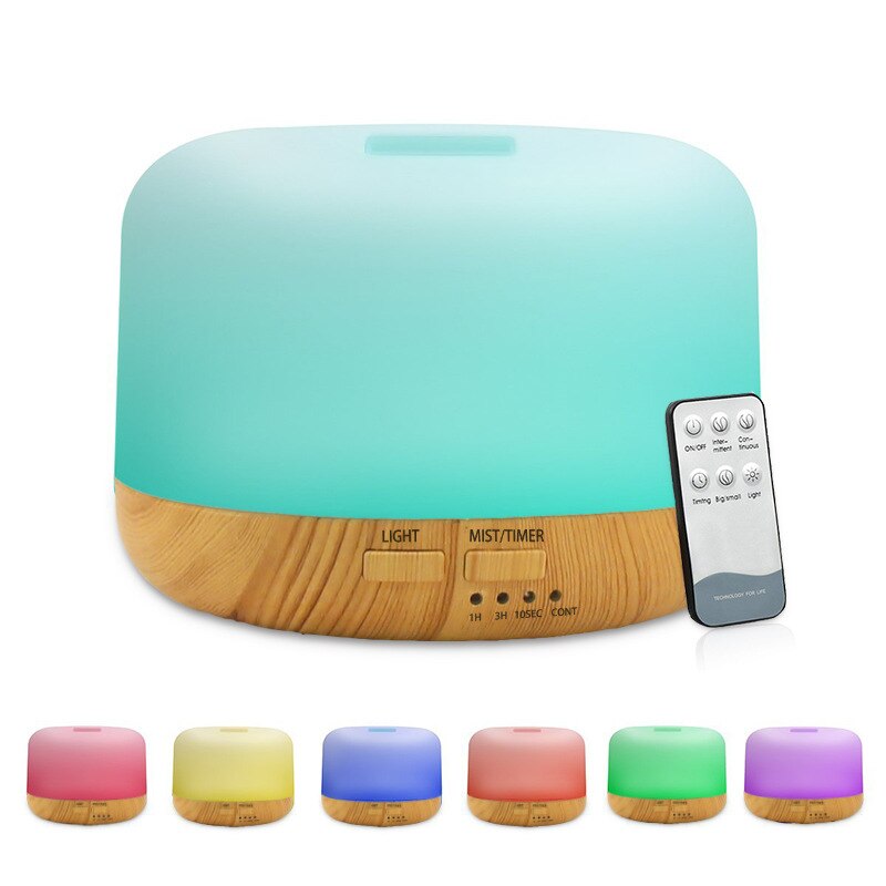 300ML Aromatherapy Humidifier Essential Oil Diffuser with Remote Control Colorful LED Mood Lamp Ultrasonic Air Aroma Humidifier: Light Wood Grain / AU