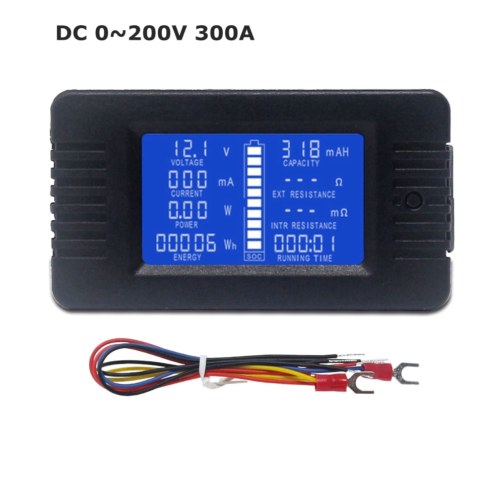 DC Voltmeter Ammeter 0-200V 10A/50A/100A/200A/300A Power Energy Meter Inpedance Capacity Running Time SOC Monitor