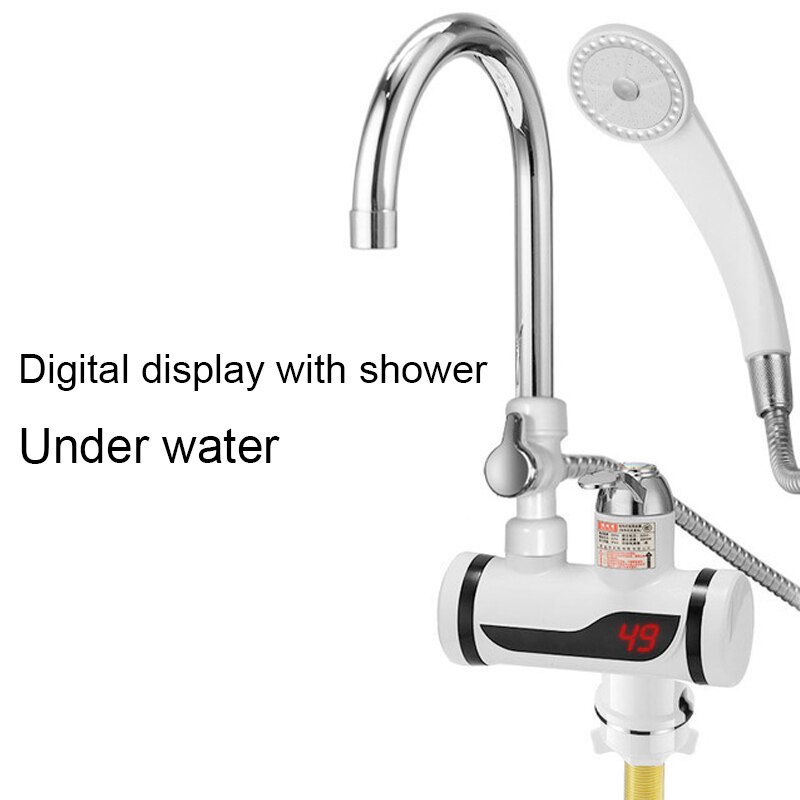 Dmwd Elektrische Onmiddellijke Douche Boiler Instant Water Kraan Keuken Elektrische Kraan Water Verwarming Momentane Heater 3000W: With shower Under