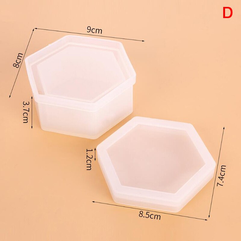 Collar hexagonal de silicona transparente para joyas, caja almacenamiento molde de fundición de resina herramientas de manualidades DIY, 1 ud.: D