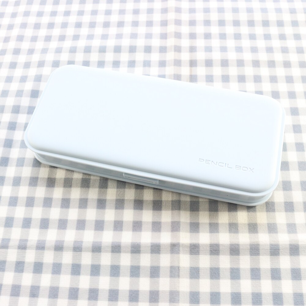 Domikee cute classic Korean plastic school student pencil case large capacity macaron color pencil box stationery supplies: sky blue