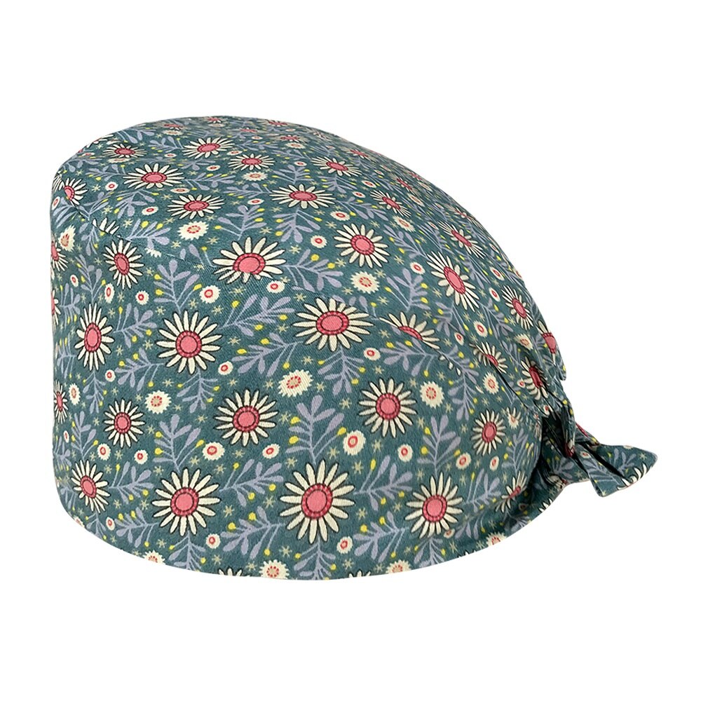Unisex cotton and linen cartoon cute printing nursing hat lab spa pet shop working cap breathable nurse head caps: 12166