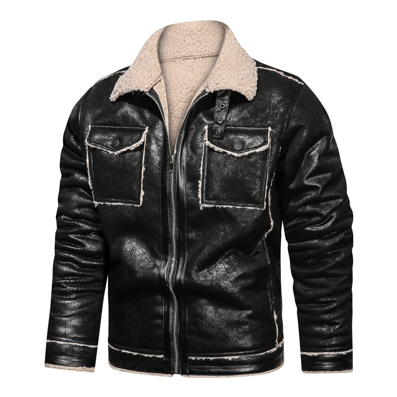 Winter Heren Leren Jas Oversized Bovenkleding Retro Casual Jassen Heren Bont Motorjassen A2fh06: XXXL / Champagne
