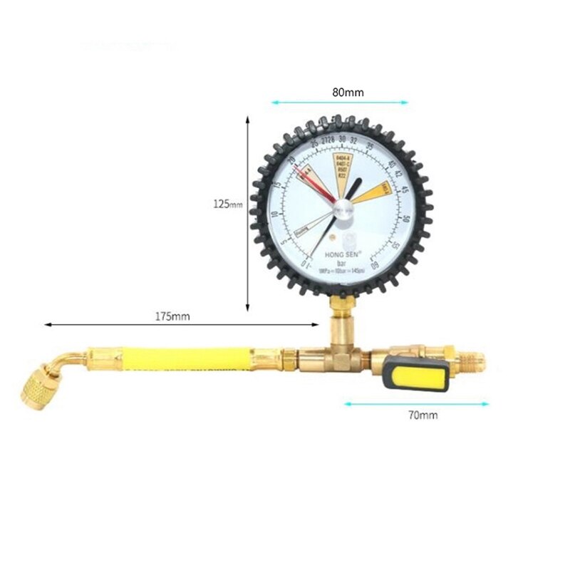 Air Conditioning Refrigeration Test Nitrogen Pressure Gauge Simple Refrigerant Table for R134A, R22, R410A