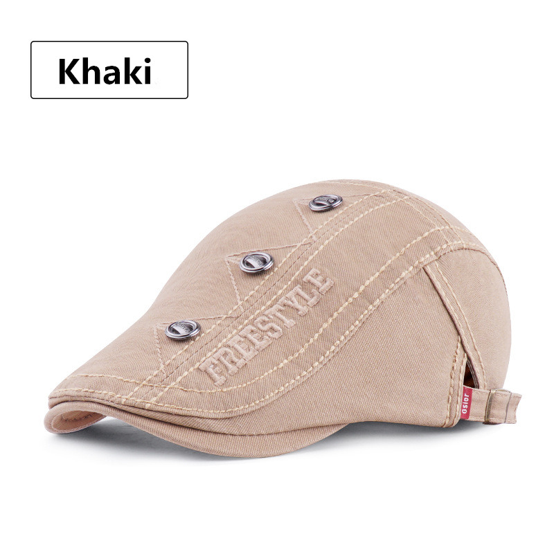 Nova moda verão bonés para homens e mulheres bonés casuais boina encerada carta bordado retrô chapéus de sol casquette gorros: Khaki