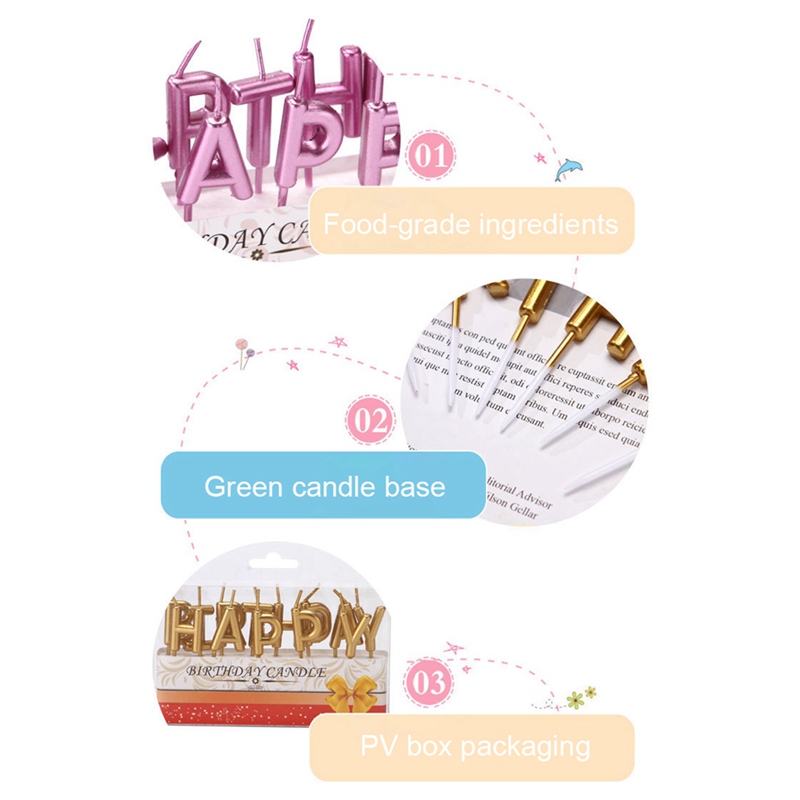 Colors Happy Birthday Letter Cake Candles Birthday Party Festival Supplies Lovely Birthday Candles for Kitchen Baking