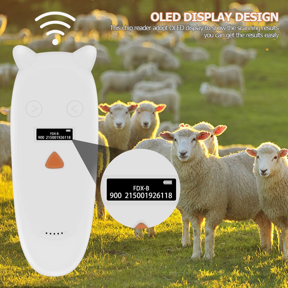 Handheld Animal Pet ID Chip Digital Scanner Rechargable Dog Cat 134.2KHz Identification Tag Card Reader Chip with OLED Display