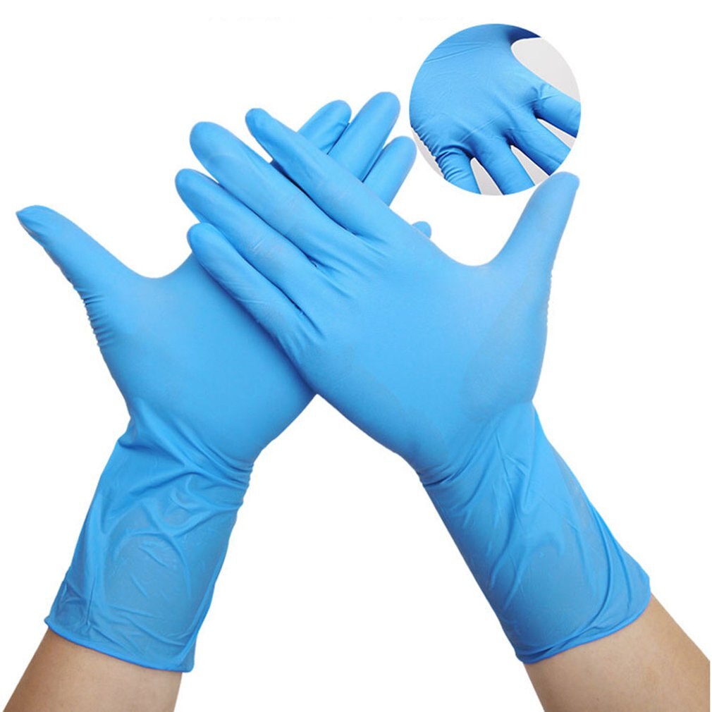 100/200/300 pièces gant jetable nitrile latex caoutchouc gants universel maison jardin ménage nettoyage gants antidérapants bleu gants: M / 100 pcs