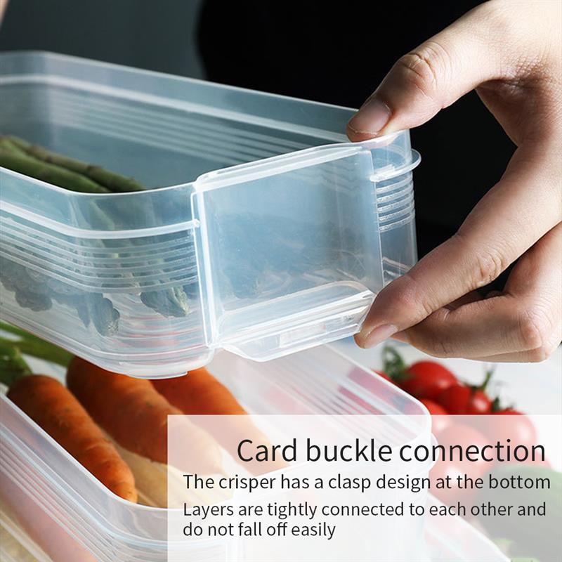 Kitchen Refrigerator Storage Box Rack Fridge Airtight Storage Container Food Plastic Box Shelf Holder Drawer Home Organizer