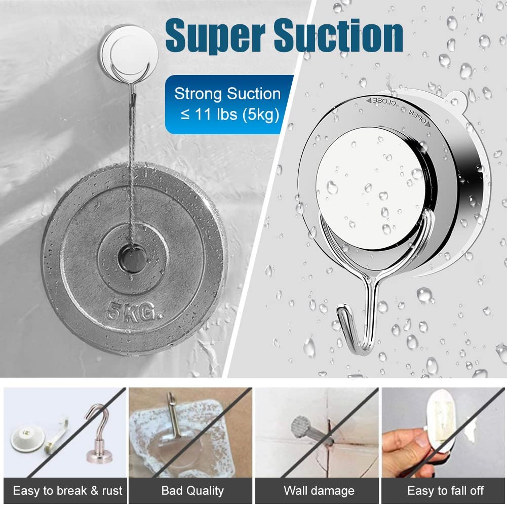 Gancho de ventosa Extra fuerte, gancho de succión de pared al vacío sin perforación, soporte de toalla de acero inoxidable para ventana de vidrio y baño