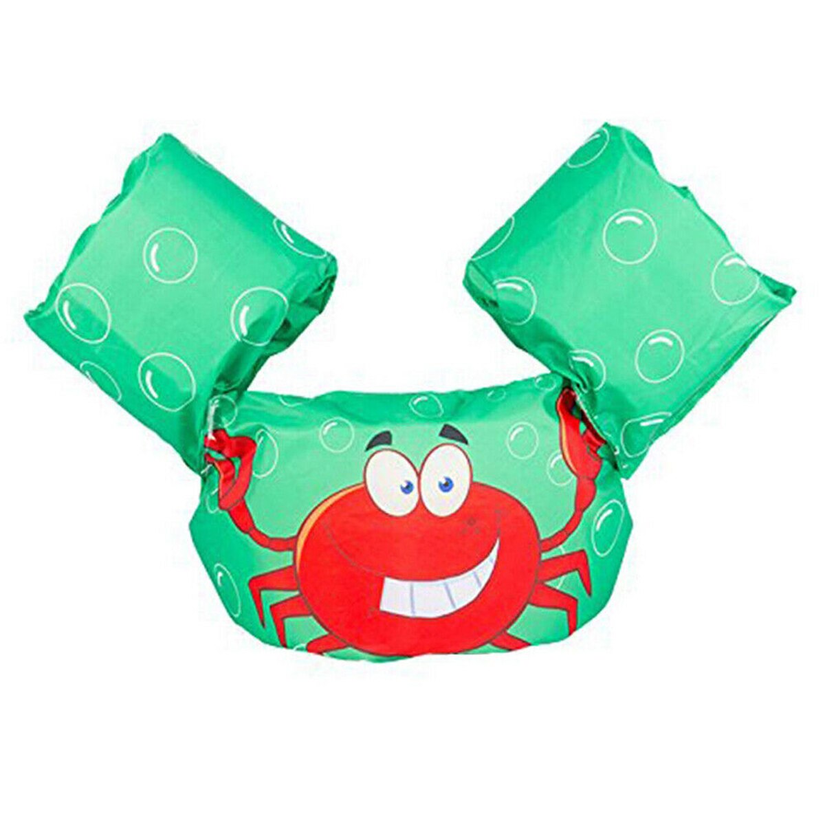 Baby Float Vest with Arm Bands Adjustable Buckle Snap Green Crab Swimming Pool Life Jacket