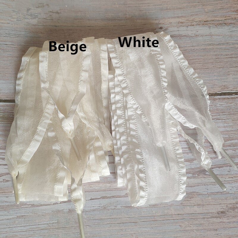 Cordones de Organza con volantes anchos de 4cm, 18 colores, lazo de hilo de gasa, cordones anchos, , belleza, zapatos informales blancos,
