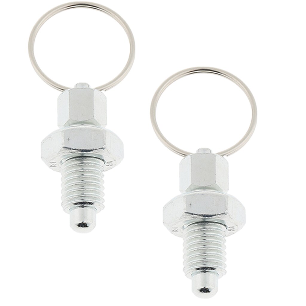 2 Pcs M12 Steel Spring Plunger Indexing Plungers with Pull Ring