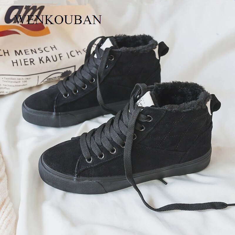Kvinnor vinter sneakers korta plysch ankel boots kvinnor plattform sneakers hög päls varma sneakers dam skor tenis feminino