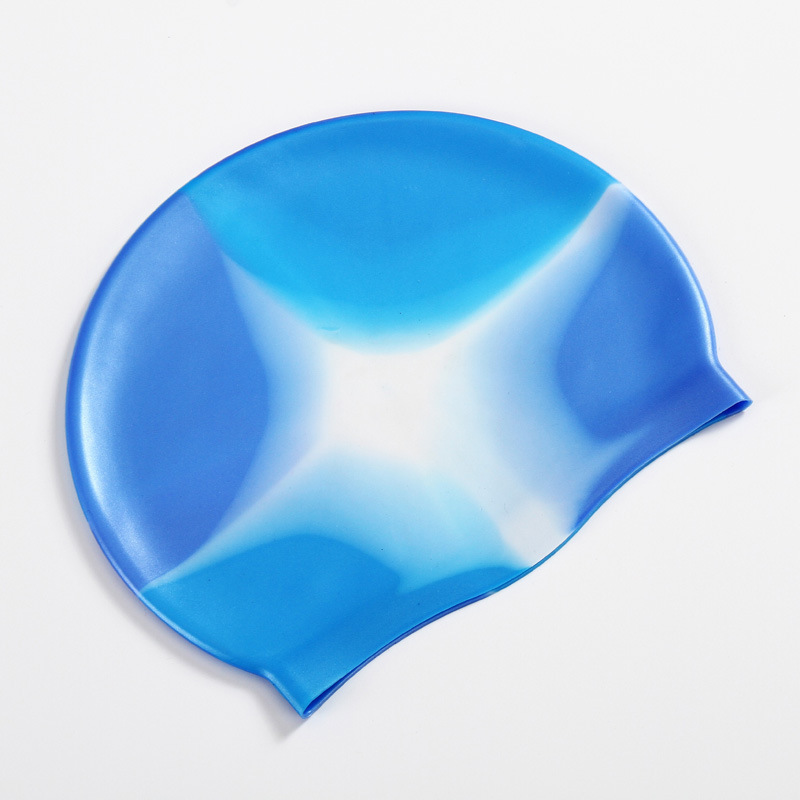 Silicone Adult Waterproof Swimming Cap Gradient Color Dry Hair Swim Cap for Men Women Protect Ears Swim Hat Swimming Accessories: light yellow