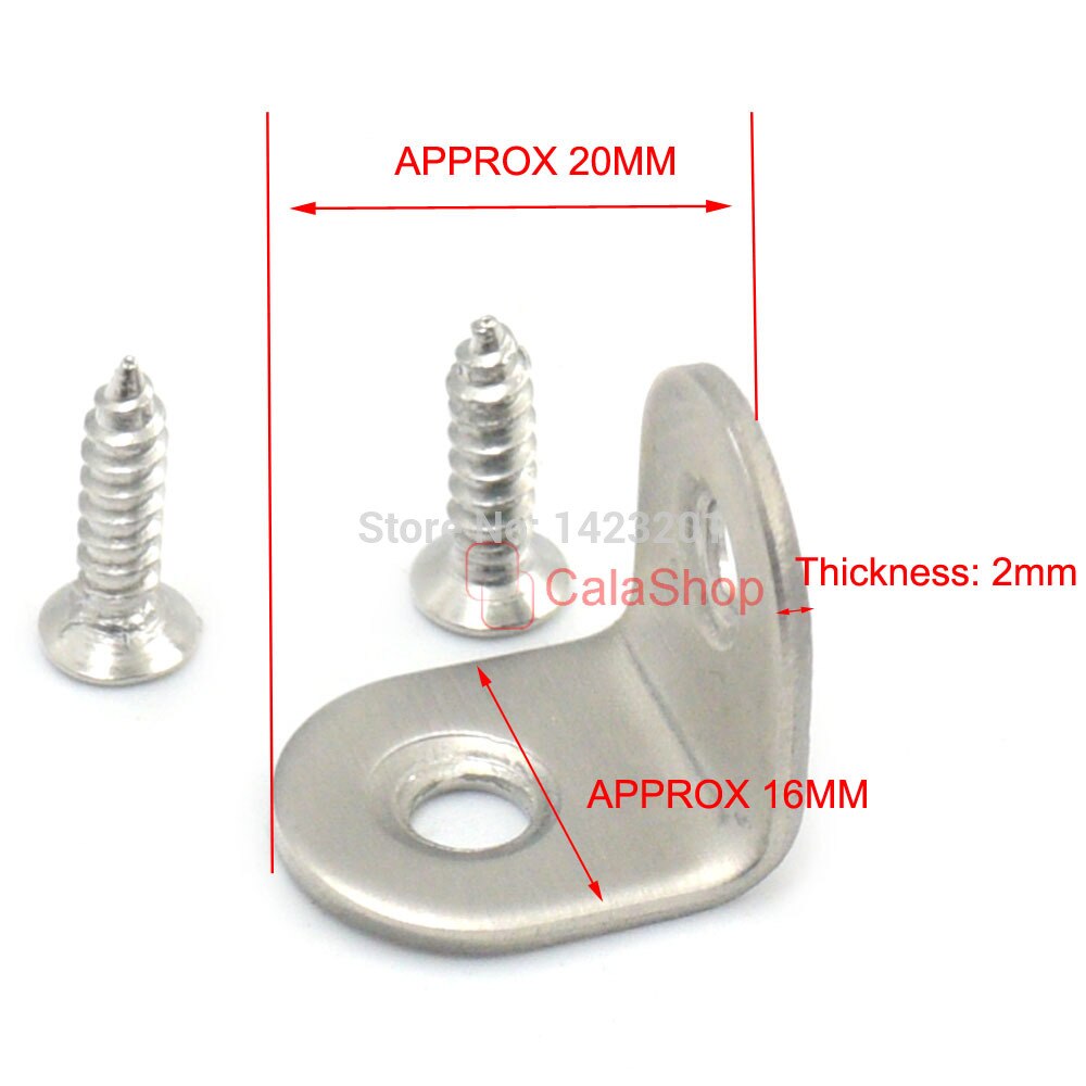 20 Pcs / Lot L-Shape Hinge Corners Fixed vertical Angle Bracket Stainless steel Furnitures Fitting Corner Connector