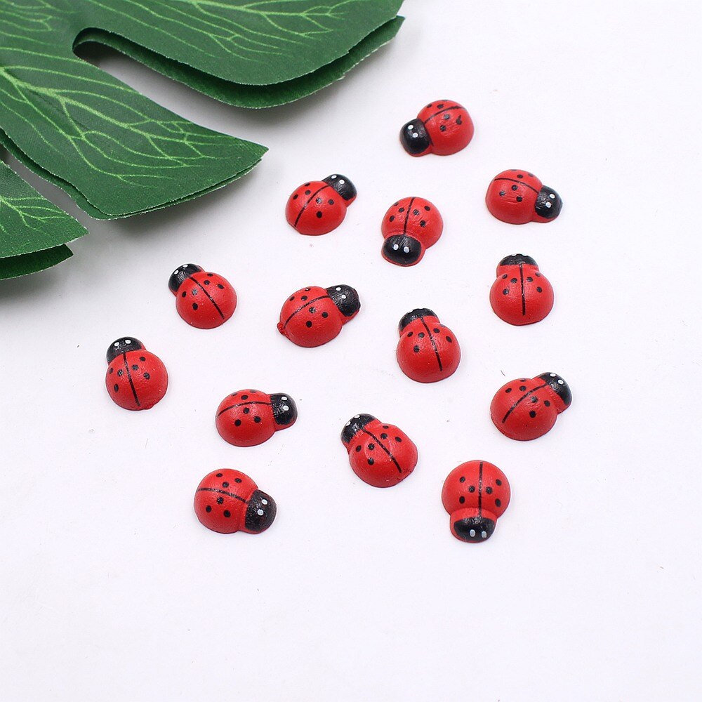 Micro Landschap Mini Kleine Lieveheersbeestje Hout Kleine Kever Cartoon Kever Mos Micro Landschap Succulent Decoratie: Red 1 5cm 10 PCs