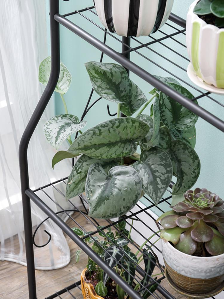 Gulvblomst stativ jern flerlags stue altan blomsterpotte rack væghængende grøn radise kød blomsterhylde