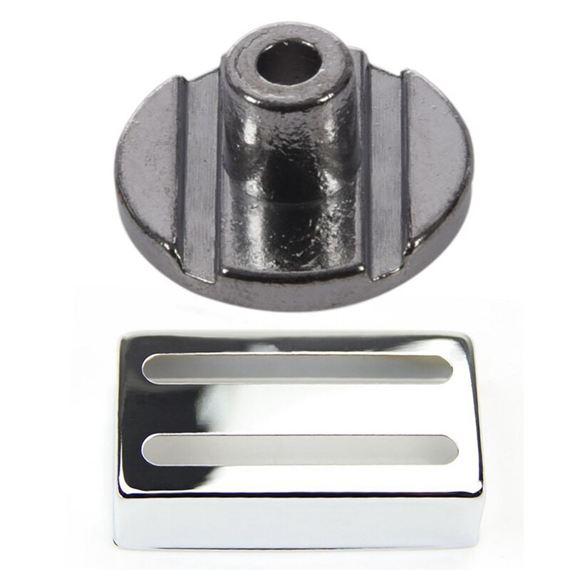 2Pcs Round Bass Guitar String Retainer Tree,Chrome &amp; 1Pcs Humbucker Pickup Cover Two-Line For Electric Guitar Silver