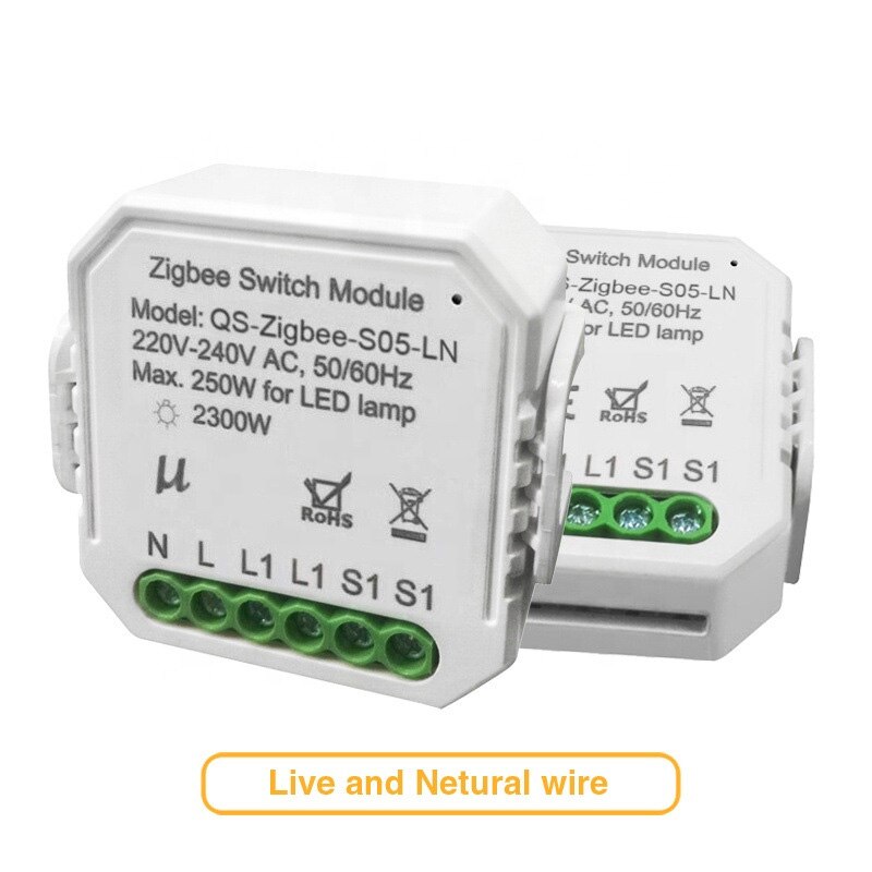 Zigbee Smart Switch Module with Neutral Wireless Light Switch Relay Tuya Smart Life APP Control for Google Home Alexa