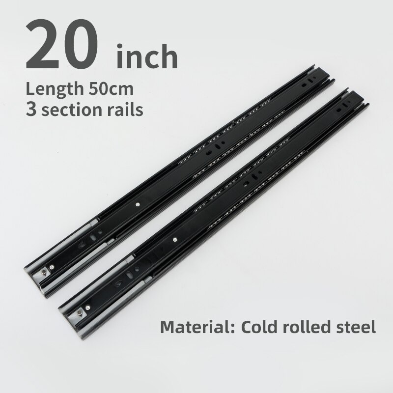 MX Schwarz Metall Puffer Stumm Schublade gleiten Schiene Sanft-nah dran Schublade Führungsschiene Drei-Abschnitt Schrank Rutsche Schiene Möbel Hardware-: Puffer 20 Zoll 50cm