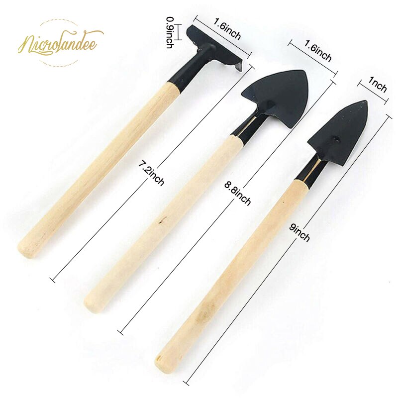 NICROLANDEE Mini Plant Potted Flower Wooden Tools Kit for Transplanting Seedlings Cultivating Vegetable Seedlings Plant Potting