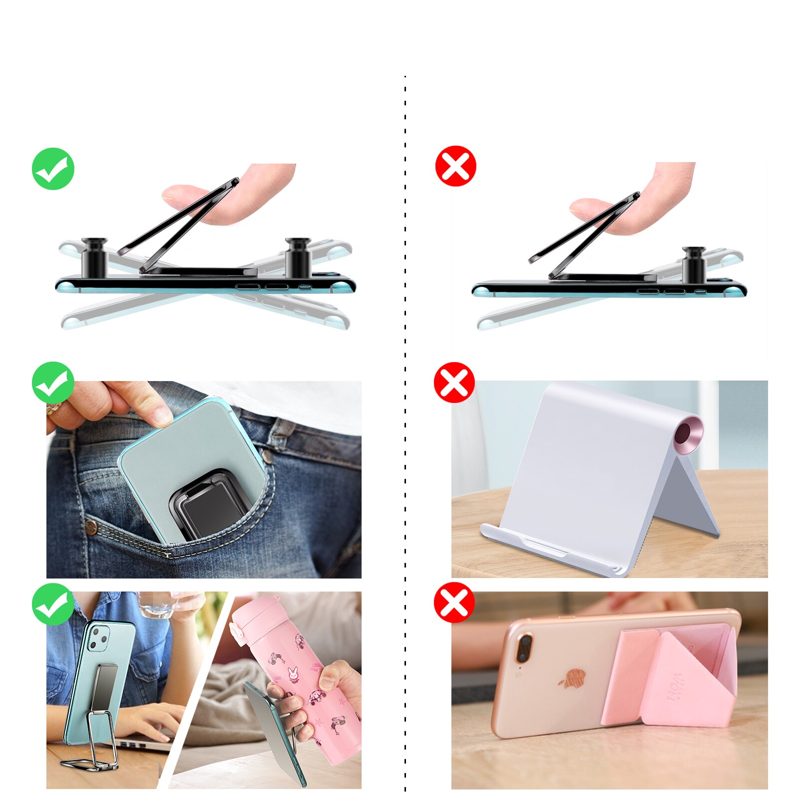 2022 metal zink legering mobiltelefon holder til tablet firkantet folde dobbelt finger ring beslag doven enkelhed praktisk stander