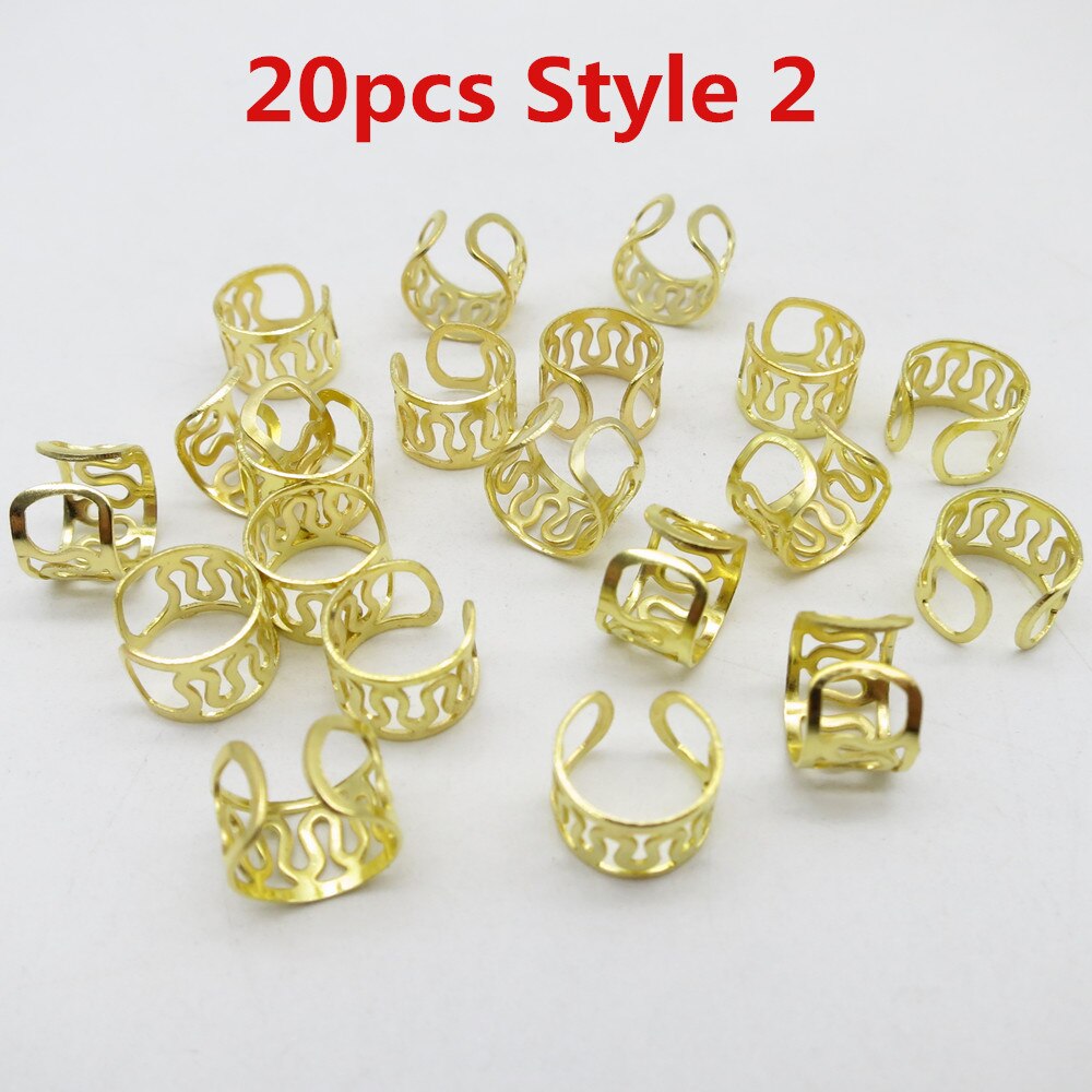 10 stk /20 stk justerbar viking hår Grue seg fletter dreadlock skjegg perler mansjetter klips til hår kvinner menn tilbehør: 20 stk stil 2