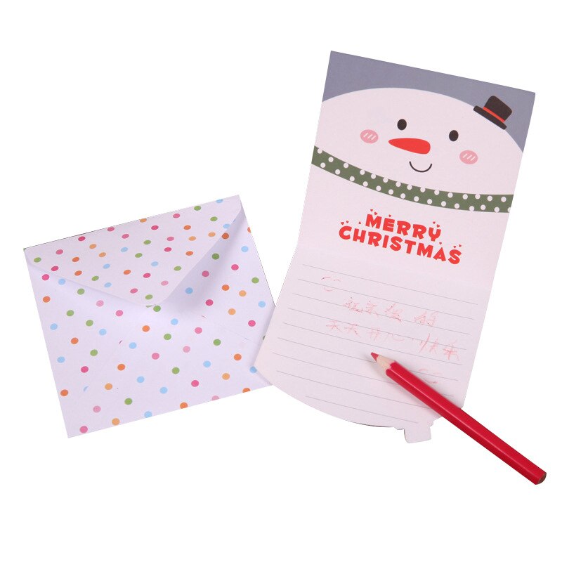 8 stks/partij Mini Cartoon Kerst Wenskaarten Bericht Postkaart met Envelop Willekeurige Patroon DV008