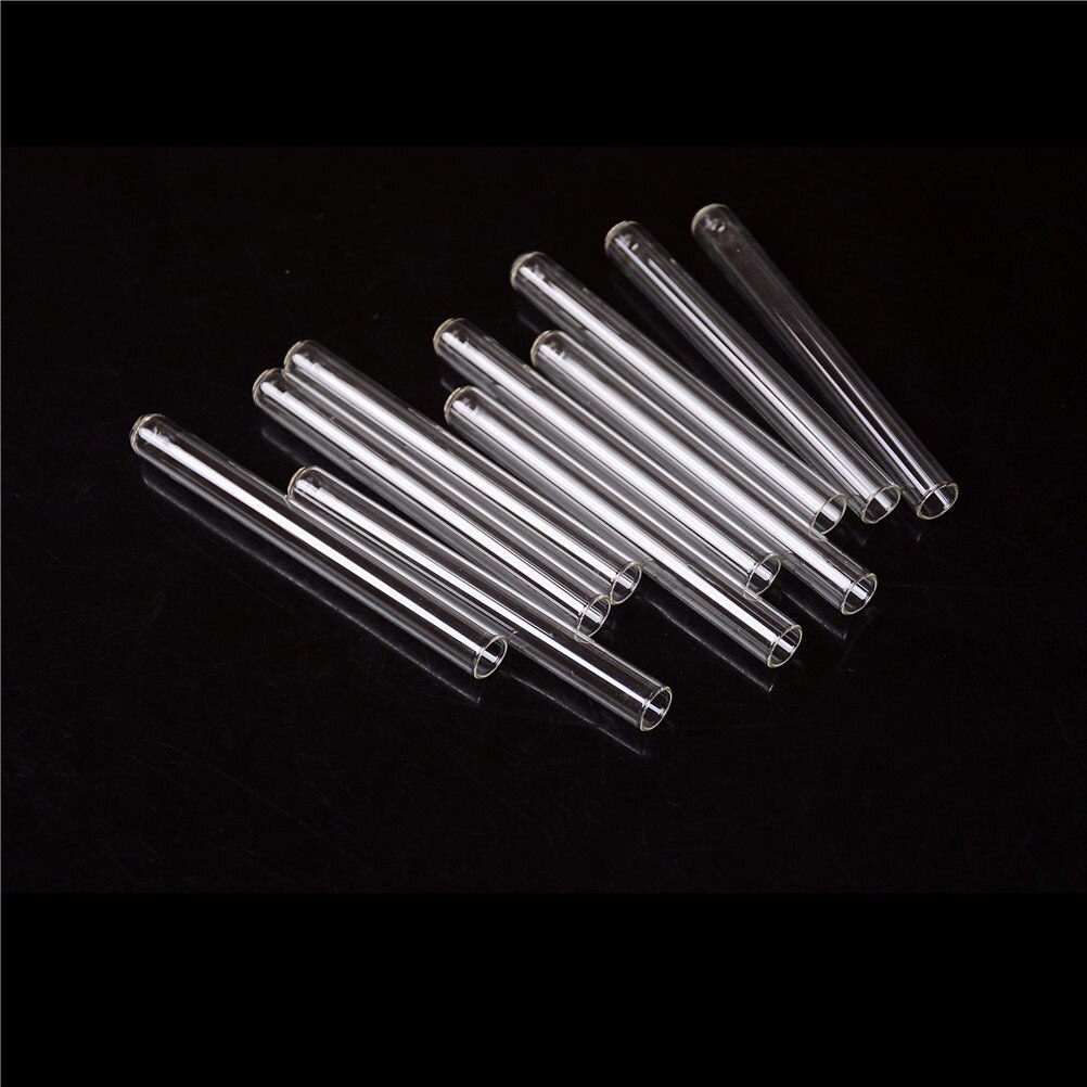 10Pcs Transparent Pyrex Glass Blowing Tubes 100mm Long Thick Wall Test Tube