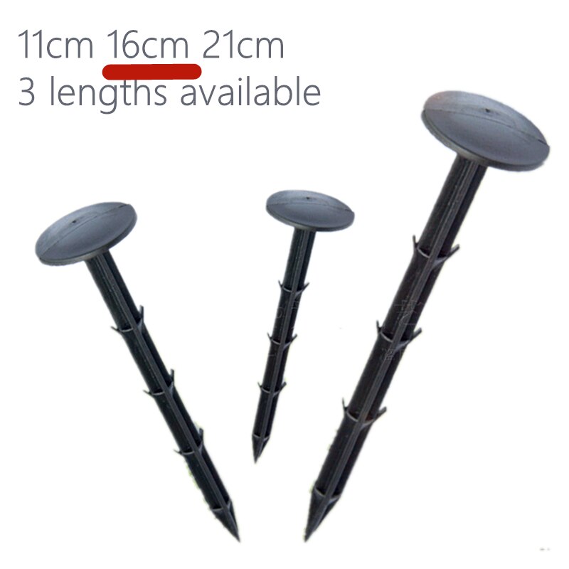 10Pcs/set Plastic Garden Nail Pegs Mulch Shading Pest Control Fix Tool for Anti-Bird Net Film Ground Cloth Nail Fixed Pegs Black: 10pcs 16cm
