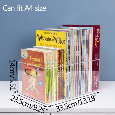 Desktop Book Storage Container Student Picture Books Organizer Transparent Makeup Storage Box Basket Desktop Decoration Basket: XXL-1
