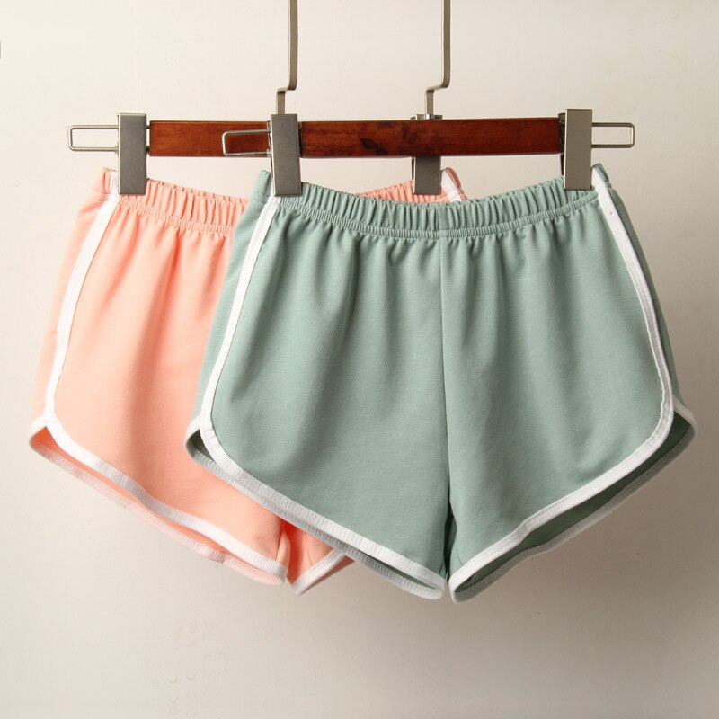 Sports Shorts Women Summer Candy Color Anti Emptied Skinny Shorts Casual Lady Elastic Waist Beach Correndo Short Pants