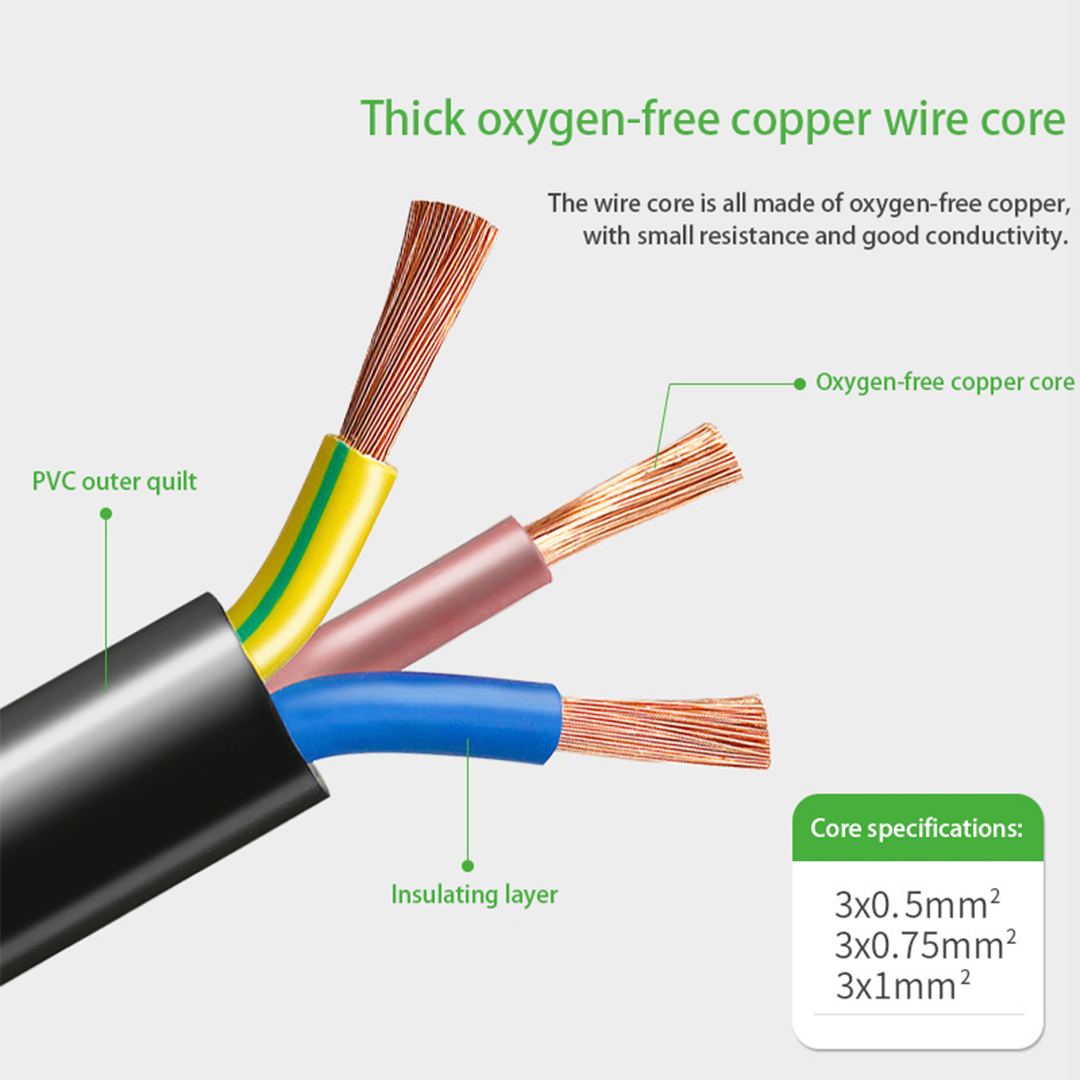 Eu universal three core pure copper power cord DC electrical charging adapter Computer host display cable connector