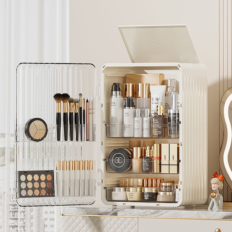 Cosméticos Organizador Caixa de armazenamento, Maquiagem, Cuidados com a pele, Home Desktop, Dustproof Cabinet, Large Capacity Vanity