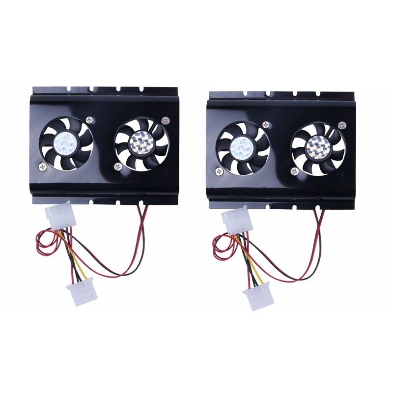 2X Black 3.5 SATA IDE Hard Disk Drive HDD 2 Fan Cooler For PC: Default Title