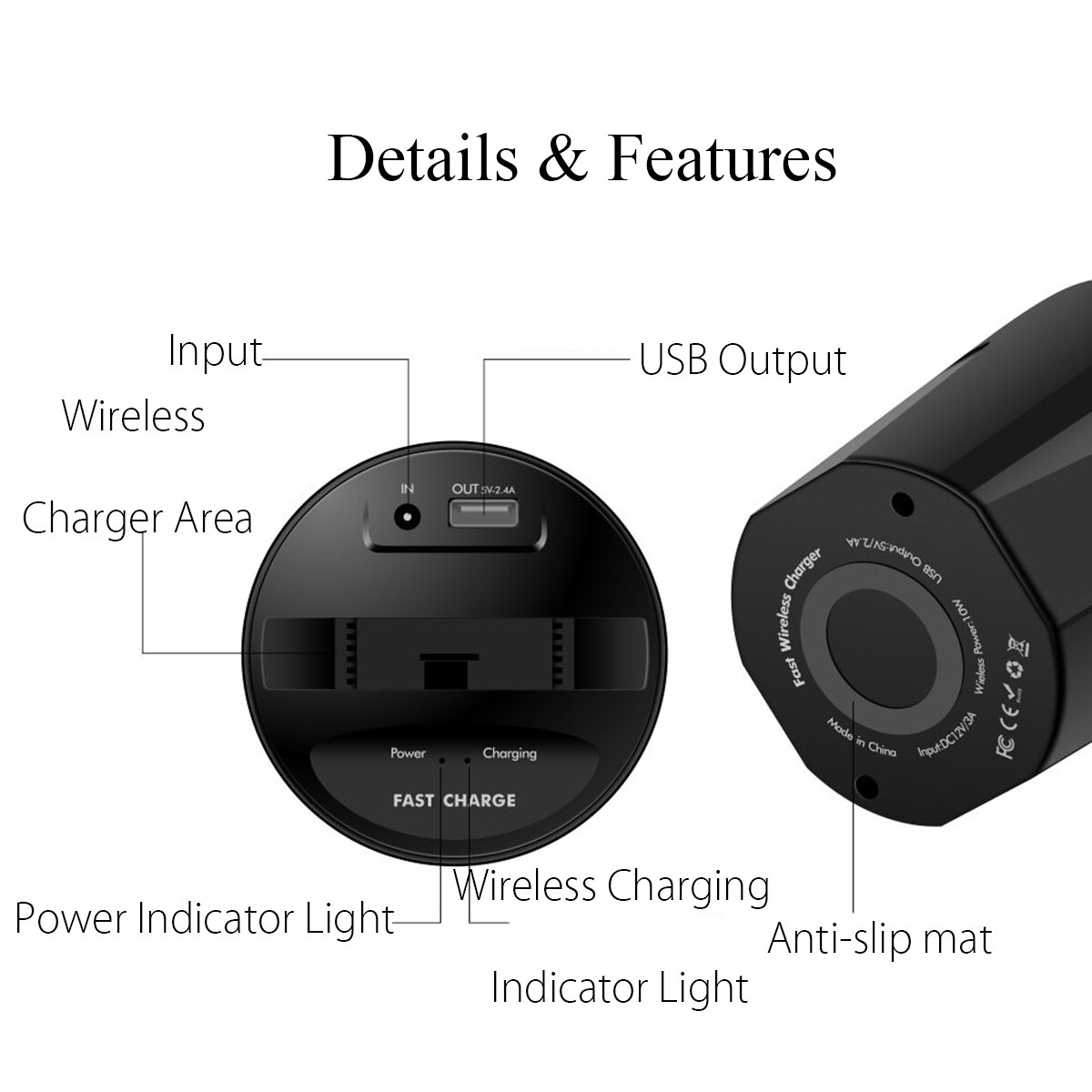 Suporte do carregador sem fio qi 10w, copo para carregamento rápido de carro, suporte de celular para samsung note5 iphone x 8