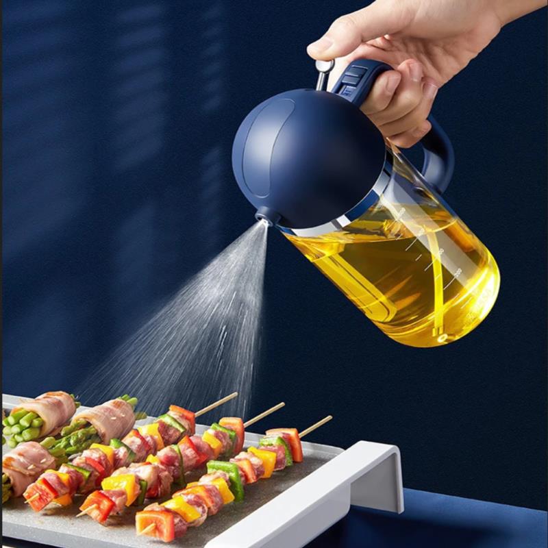 Dual-Purpose Olive Oil Spray Pouring Bottle BBQ Kitchen Glass Dispenser Bottle