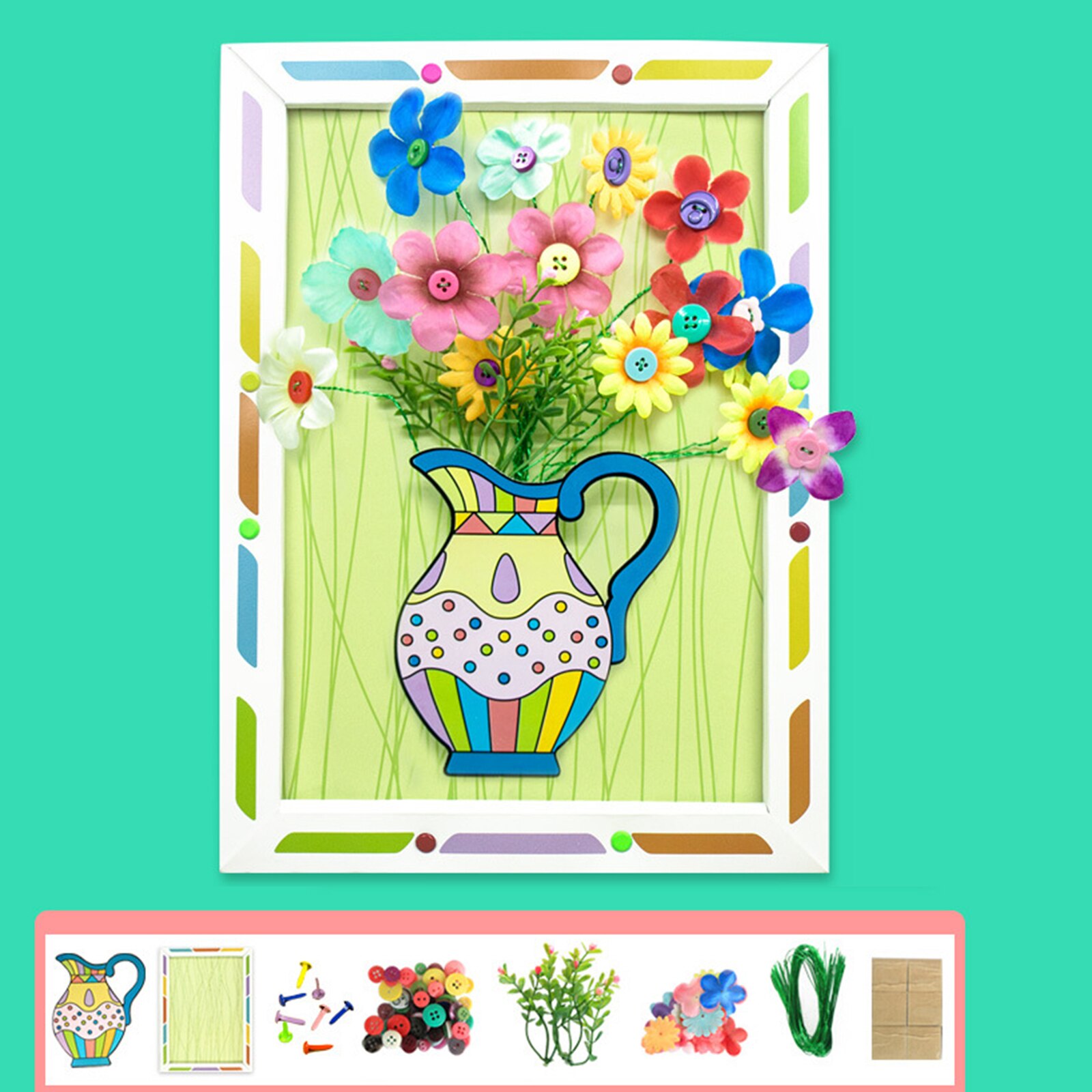 Juego de juguetes de arreglo de flores para niños, manualidades de flores de papel/tela, Kits de marco, juguetes educativos estéticos de aprendizaje, DC