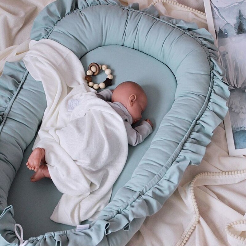 95*60cm Tragbare Spitze Bionic Bett Kleinkind Baumwolle Wiege Baby Stubenwagen Stoßstange Faltbare Sleeper Babynest Neugeborenen Reise Bett stoßstange