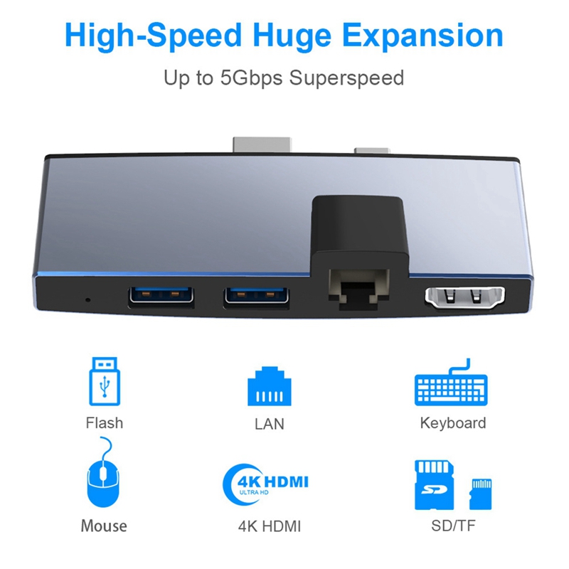 USB 3.0 RJ45 Docking Station HUB Docking Station 4K HDMI-Compatible USB Multi-Function Hub For Surface Pro 4/5/6