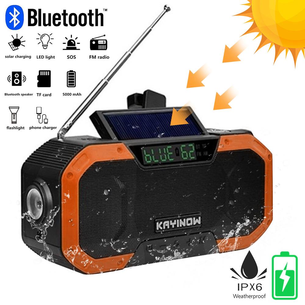 SOS Solar AM/FM Powerbank Outdoor Portable Reading Lamp Emergency Hand Crank Smart Bluetooth Speaker Alarm Usb Flashlight Radio: Orange