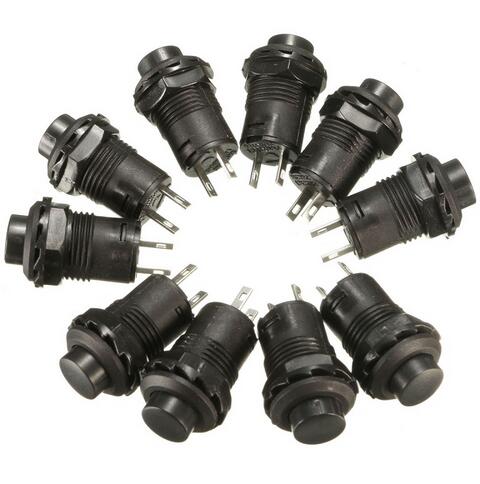 Newest 10pcs 12V Car Boat Dash Locking Latching OFF- ON Push Button Switch Black 12mm